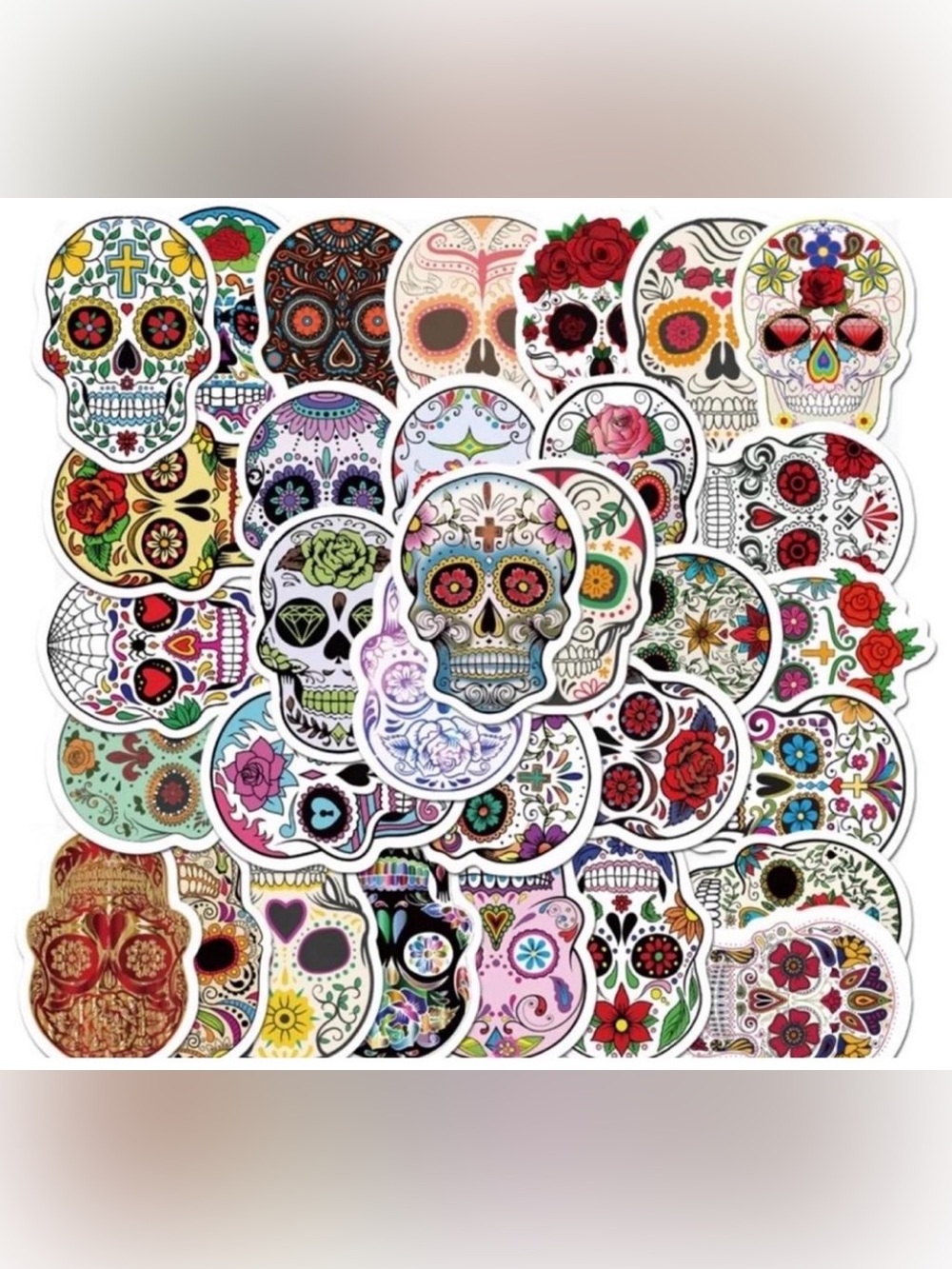 $1  Sugar Skull Stickers $1 WITH ANY $10 ORDER OR MORE